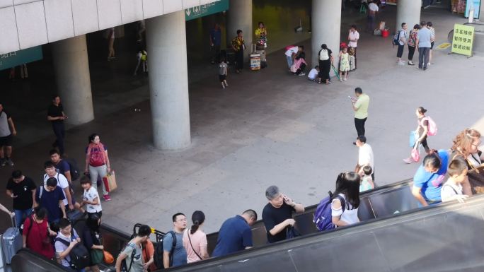 济南 火车站 延时 出站口 扶梯 人群
