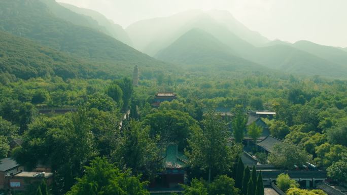 航拍郑州嵩山永泰寺