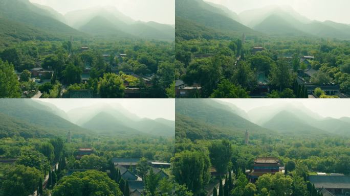 航拍郑州嵩山永泰寺