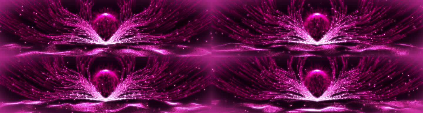 4k横版粉紫色粒子花背景素材
