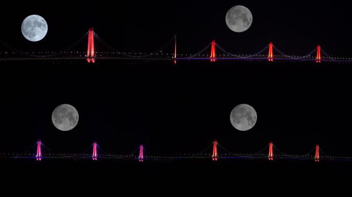 超级大月亮 下的 凤凰大桥