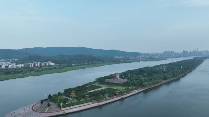 长沙橘子洲头航拍湘江橘子洲景区长沙地标