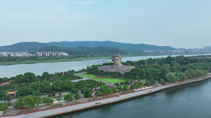 长沙橘子洲头航拍湘江橘子洲景区长沙地标