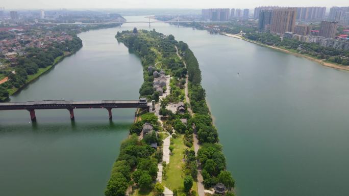 航拍 湖南 衡阳 东洲岛