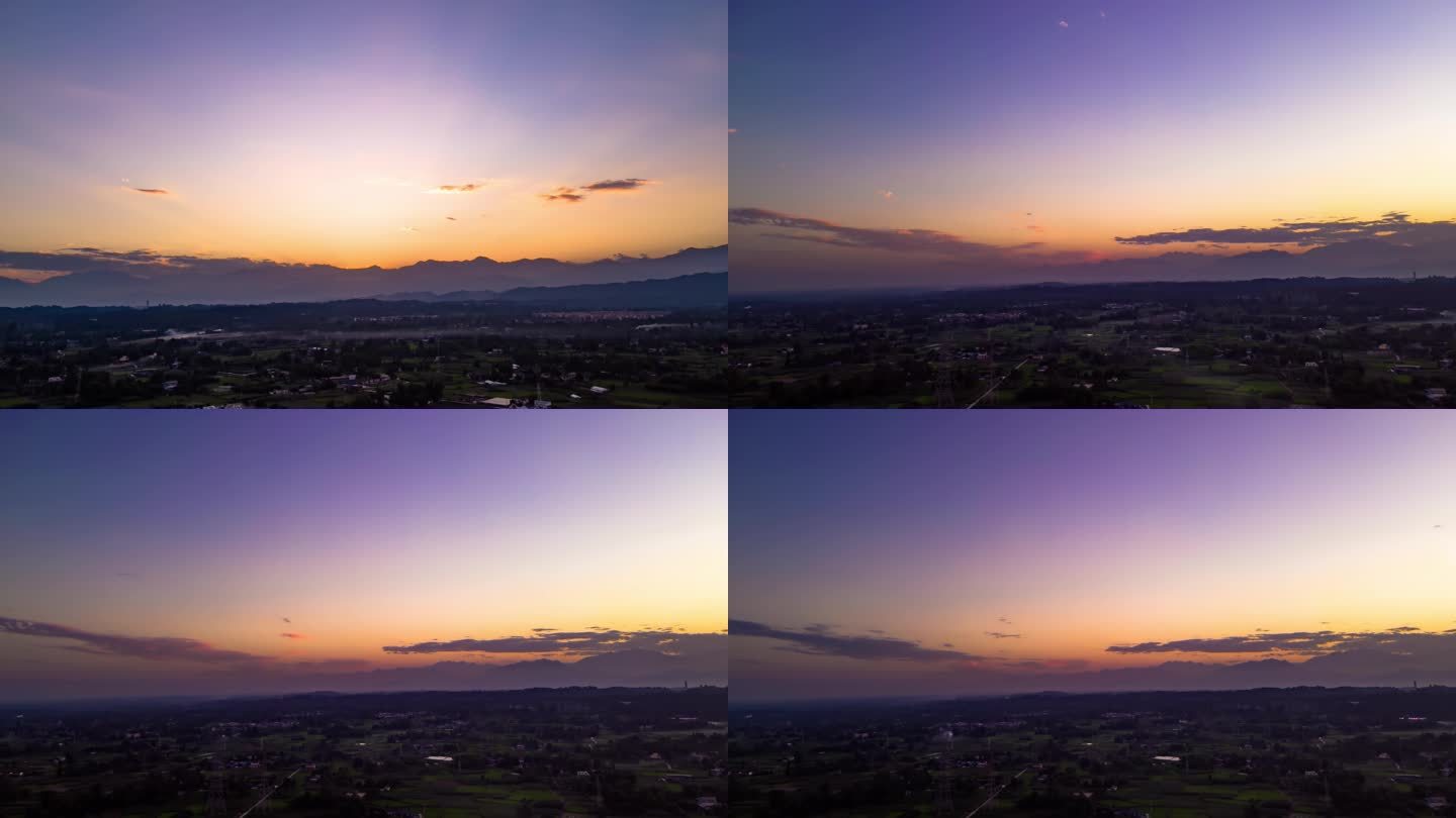 4K 晚霞延时黄昏天空与夕阳