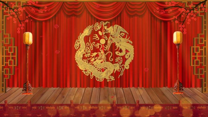 中式婚礼舞台戏台背景