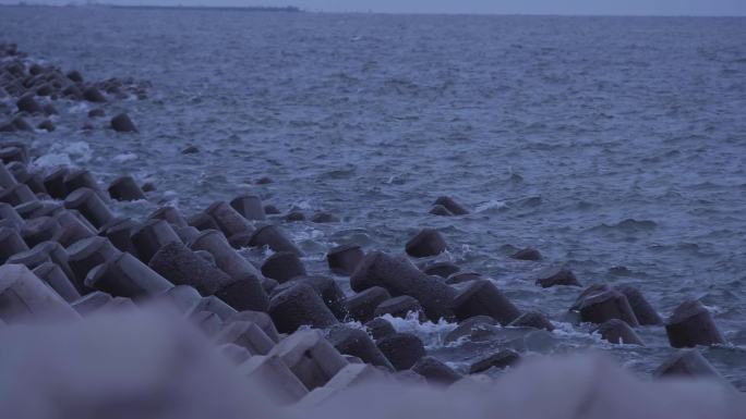 东营孤岛海边海岸海浪升格