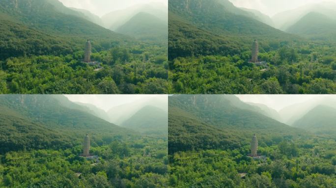 航拍郑州嵩山永泰寺塔