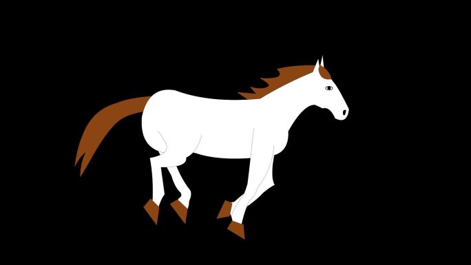 白马奔跑二维动画视频素材