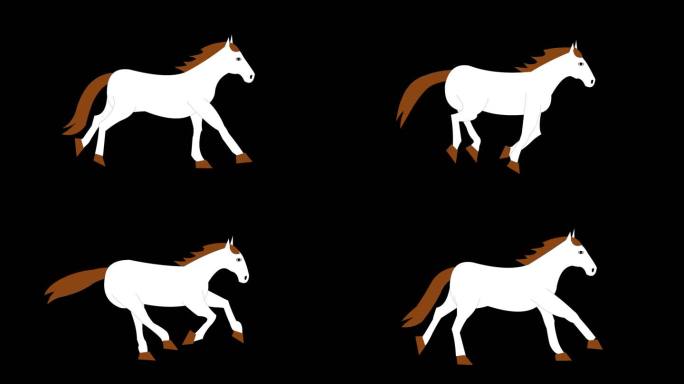 白马奔跑二维动画视频素材