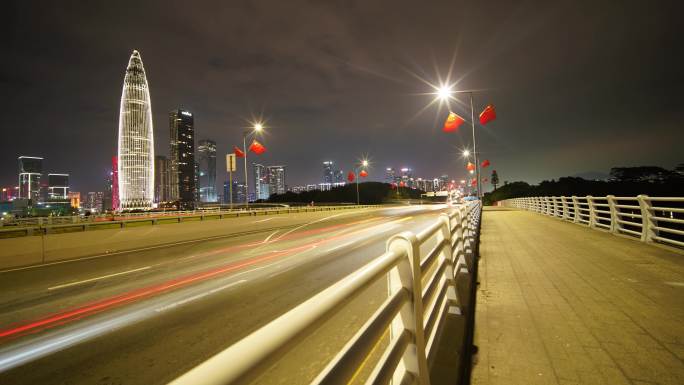 深圳后海大桥法师桥夜间车流延时