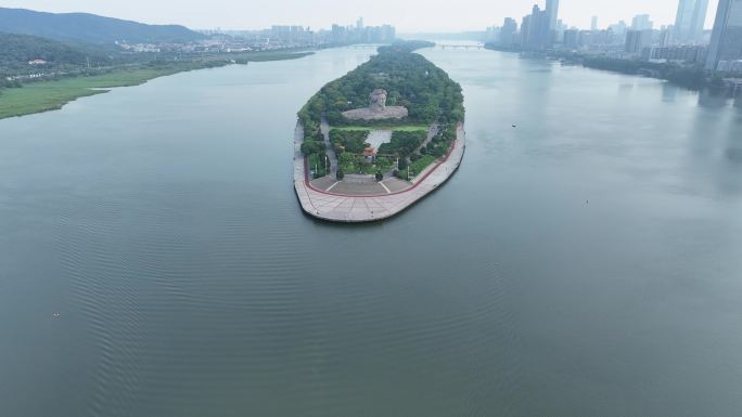 长沙橘子洲头航拍湘江橘子洲景区长沙地标