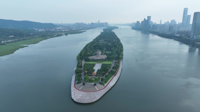 长沙橘子洲头航拍湘江橘子洲景区长沙地标