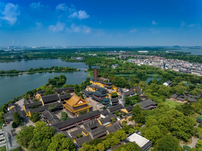 航拍镇江金山寺延时摄影