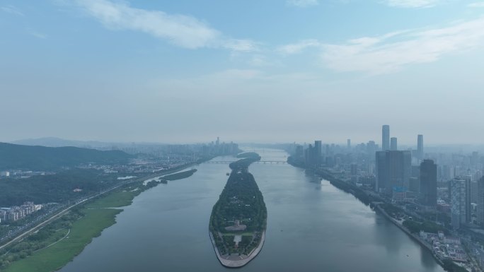 长沙橘子洲头航拍湘江橘子洲景区长沙地标