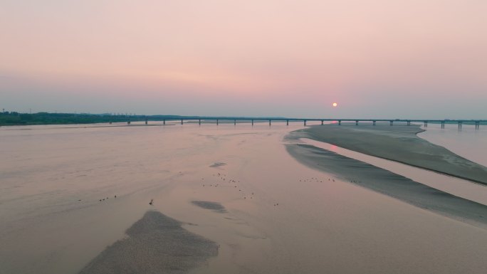 郑州黄河日落黄昏