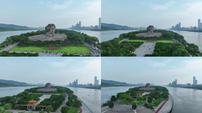 长沙橘子洲头航拍湘江橘子洲景区长沙地标