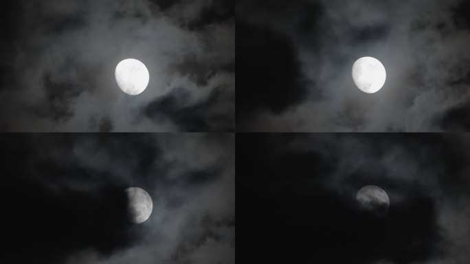夜晚月球多云飘过月亮-14