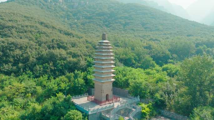 航拍郑州嵩山永泰寺塔