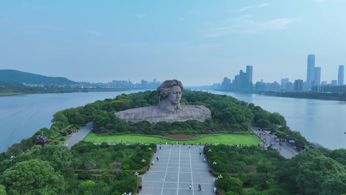 长沙橘子洲头航拍湘江橘子洲景区长沙地标