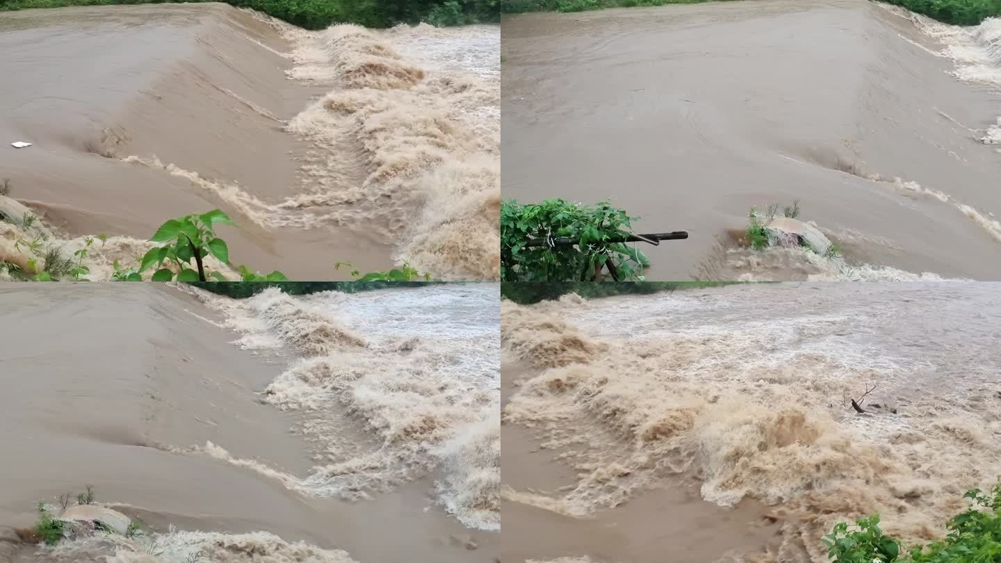 坝上流水洪流浊水灾洪灾河水流水洪水泄流走