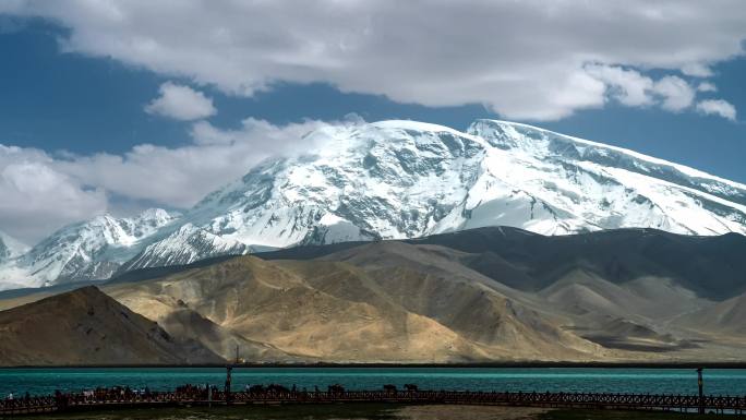 新疆帕米尔高原慕士塔格峰雪山延时