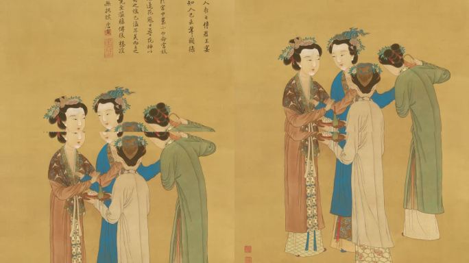 【含ae工程】明 唐寅 王蜀宫妓图 绢本