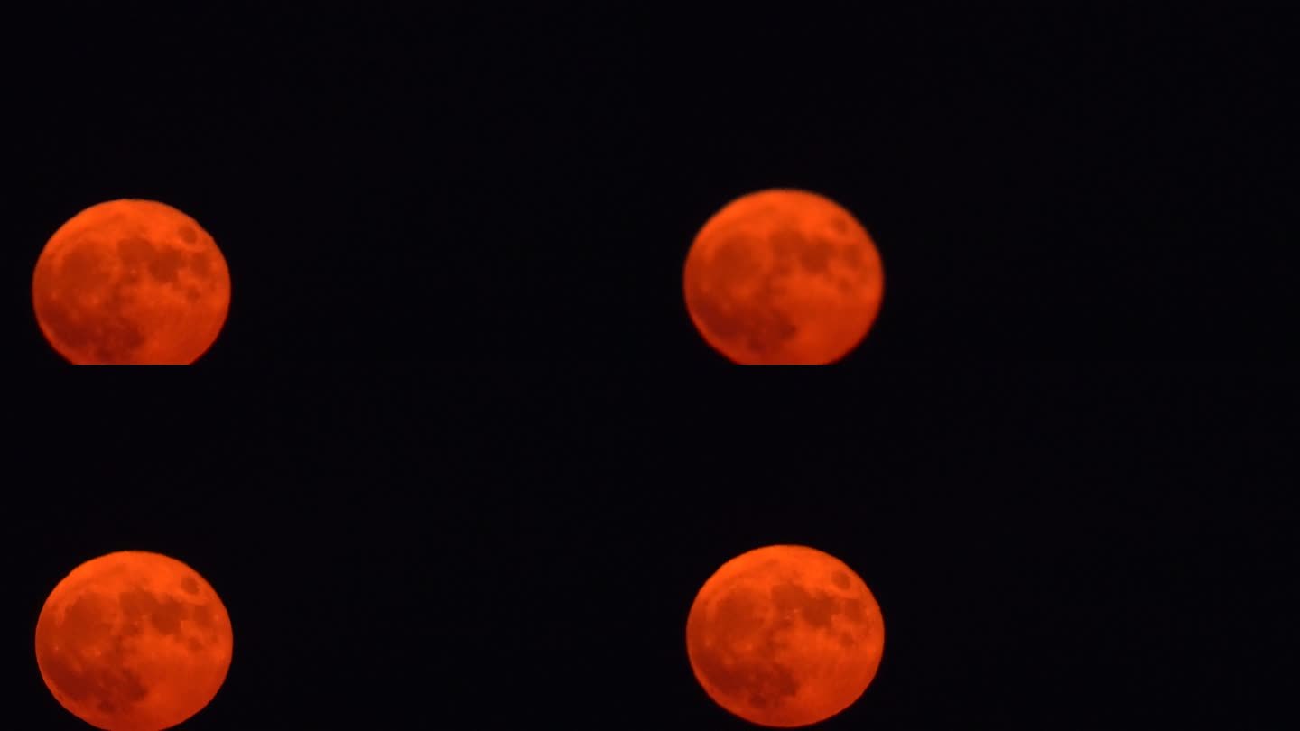 威海湾中元节的超级红月亮