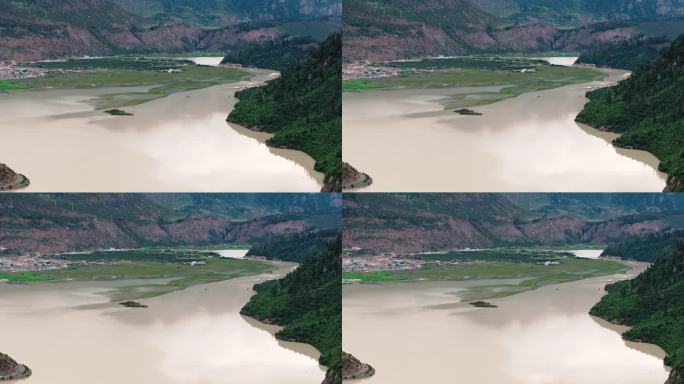 西藏昌都八宿县然乌湖电力系统高压线航拍