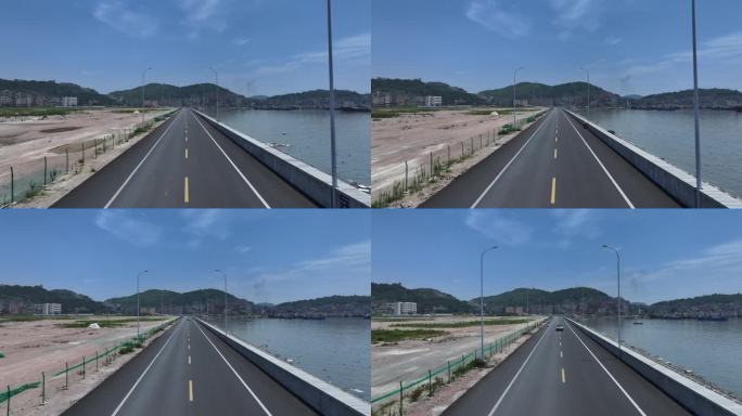 汽车行驶在海边公路