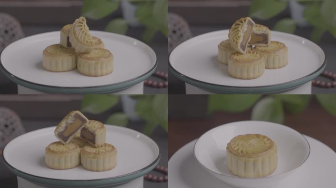 传统中式糕点蛋黄月饼4K素材