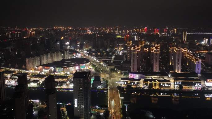 宿迁城市夜景延时 航拍原片 宝龙五岔路口