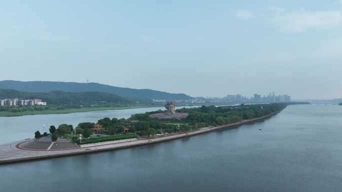 长沙橘子洲头航拍湘江橘子洲景区长沙地标