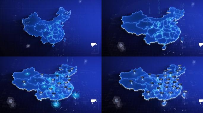 4K超清高端简洁中国云南发射科技网格地图