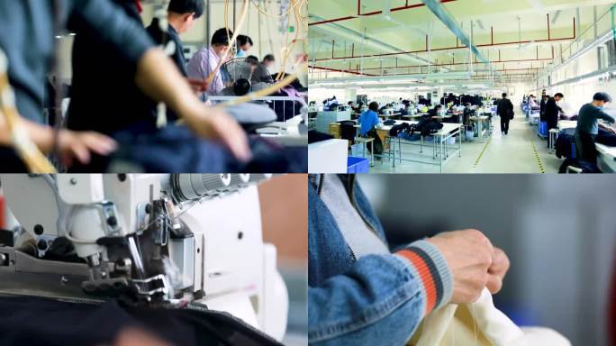 服装生产 工厂流水线 纺织女工