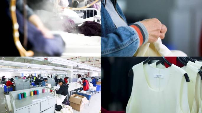 服装生产 工厂流水线 纺织女工