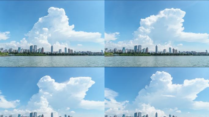 城市天际线云层延时视频