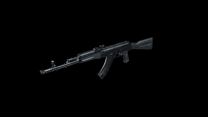 AK-103自动步枪三维旋转透明背景动画