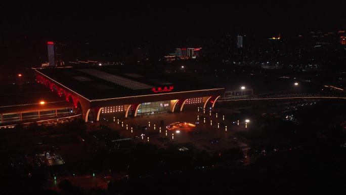 石家庄夜景 河北 石家庄站 航拍 铁路