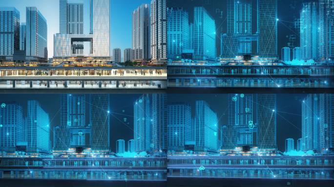 智慧科技城市信息透视建筑剖面立面