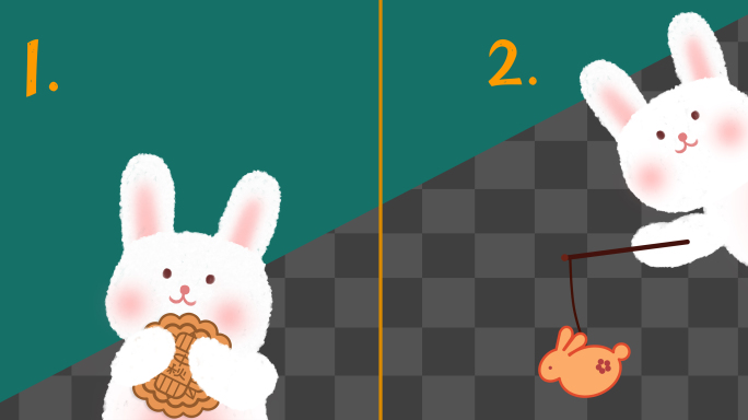 中秋卡通手绘兔子2款（透明通道）