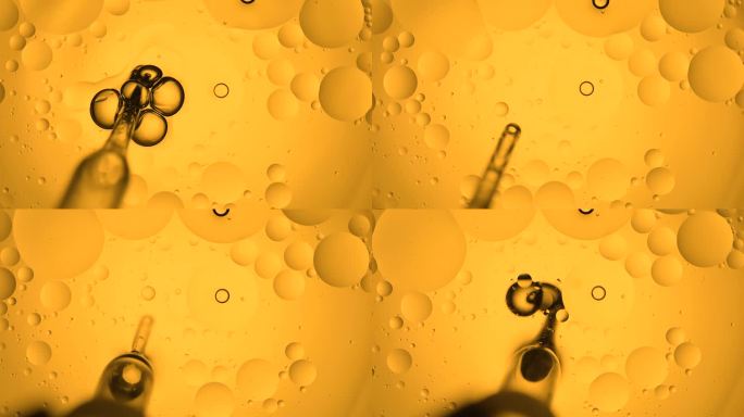 水中的金黄色油分子流动