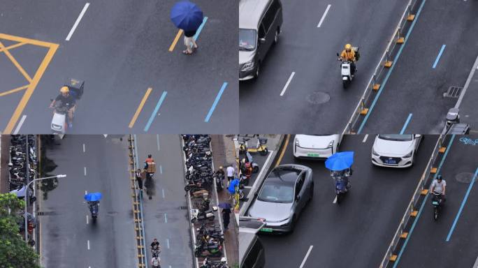 深圳外卖骑手雨天骑行3