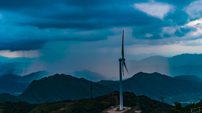 下雨 风车山 乌云延时