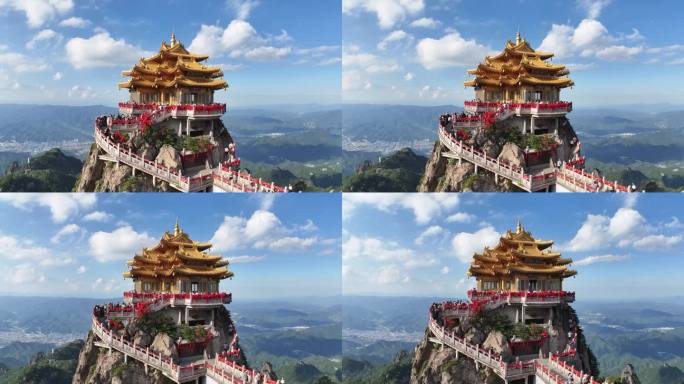 航拍河南老君山5A级风景区