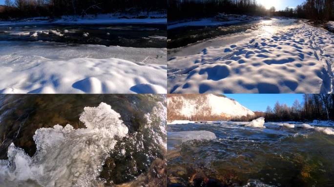 小河溪流雪景合集