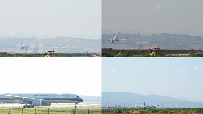 重庆机场飞机起飞素材