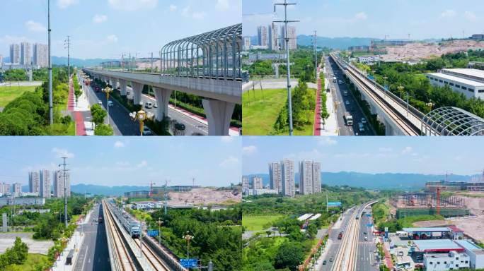 4k航拍重庆轨道交通城郊铁路快线