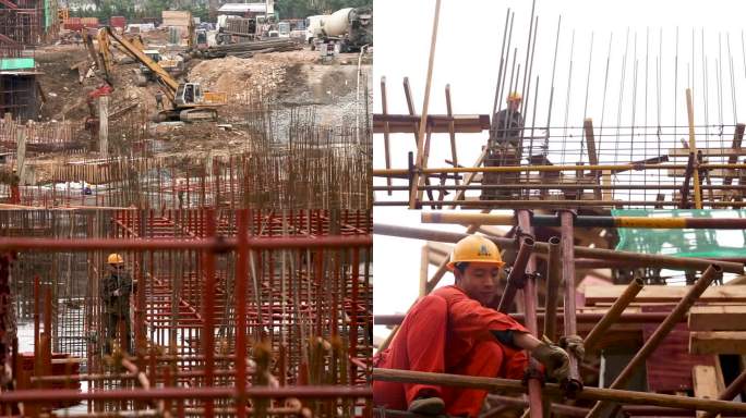 工地施工 工程建造 农民工