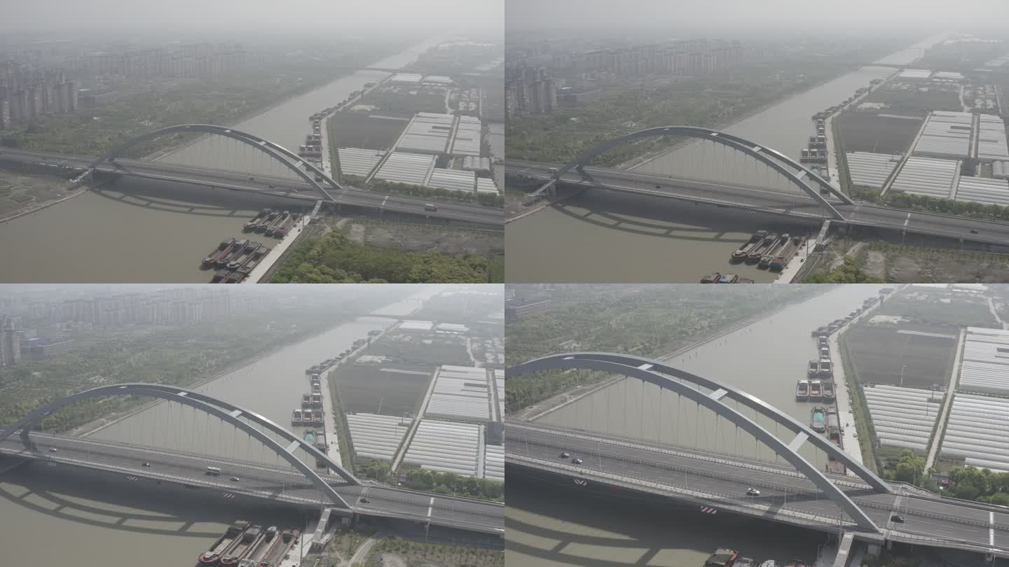 4K-Log-航拍上海大治河浦星公路桥